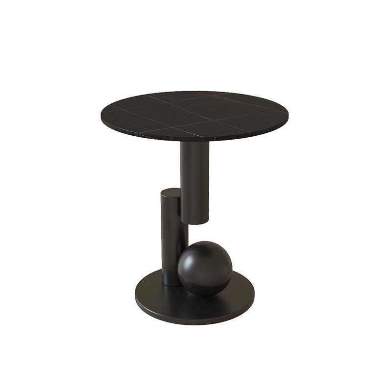 Luxury Rock Slab Geometric Base End Table