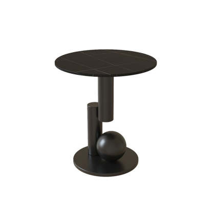 Luxury Rock Slab Geometric Base End Table