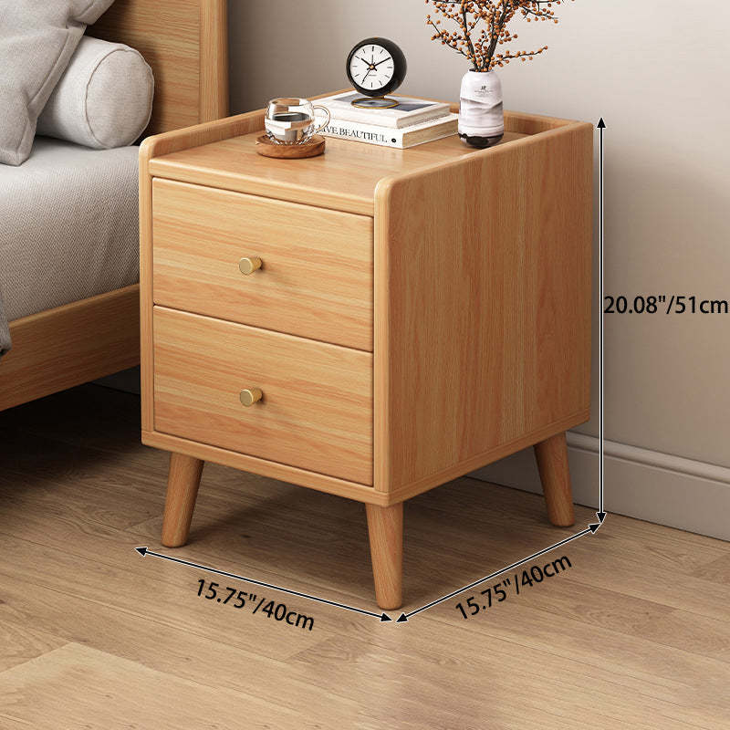 Chinese Wood 2-Drawer Nightstand — Walnut
