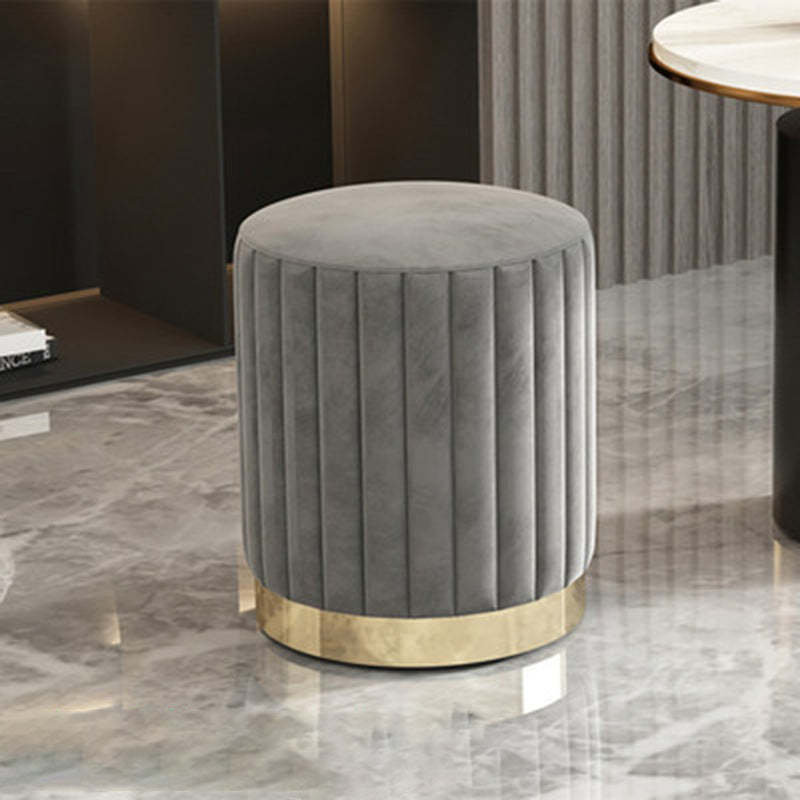 Minimalist Round Velvet Metal Vanity Stool