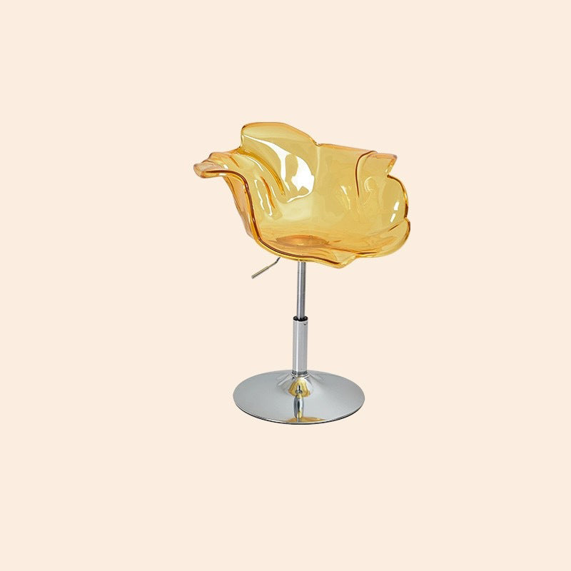 Contemporary Petal Acrylic Liftable Dining Chair — Pink Seat + Black Base