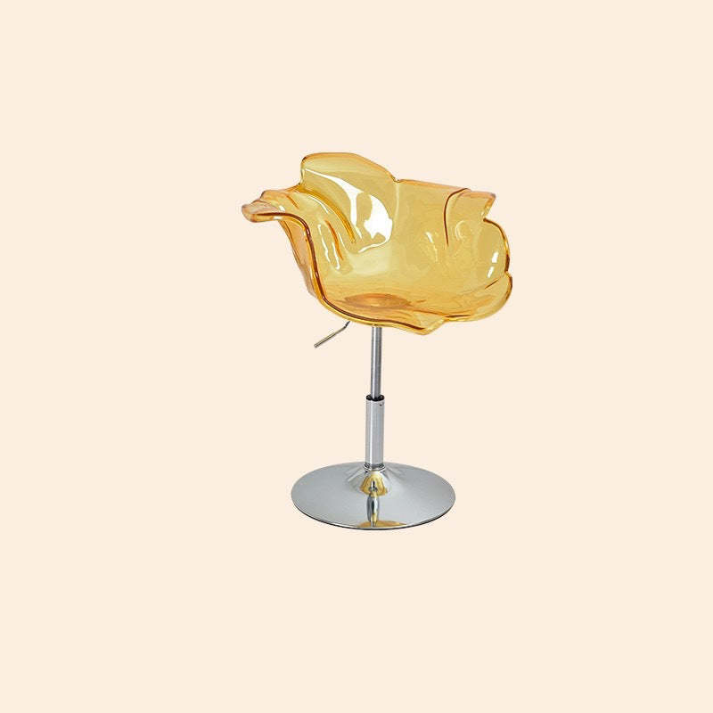 Contemporary Petal Acrylic Liftable Dining Chair — Pink Seat + Black Base