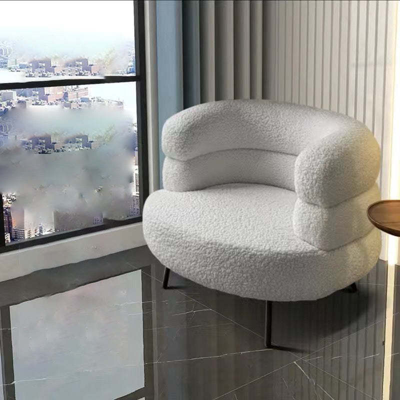 Nordic Curved Lambswool Steel Accent Chair