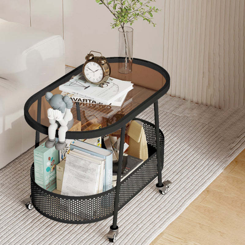 Minimalist Iron Glass 2-Tier End Table