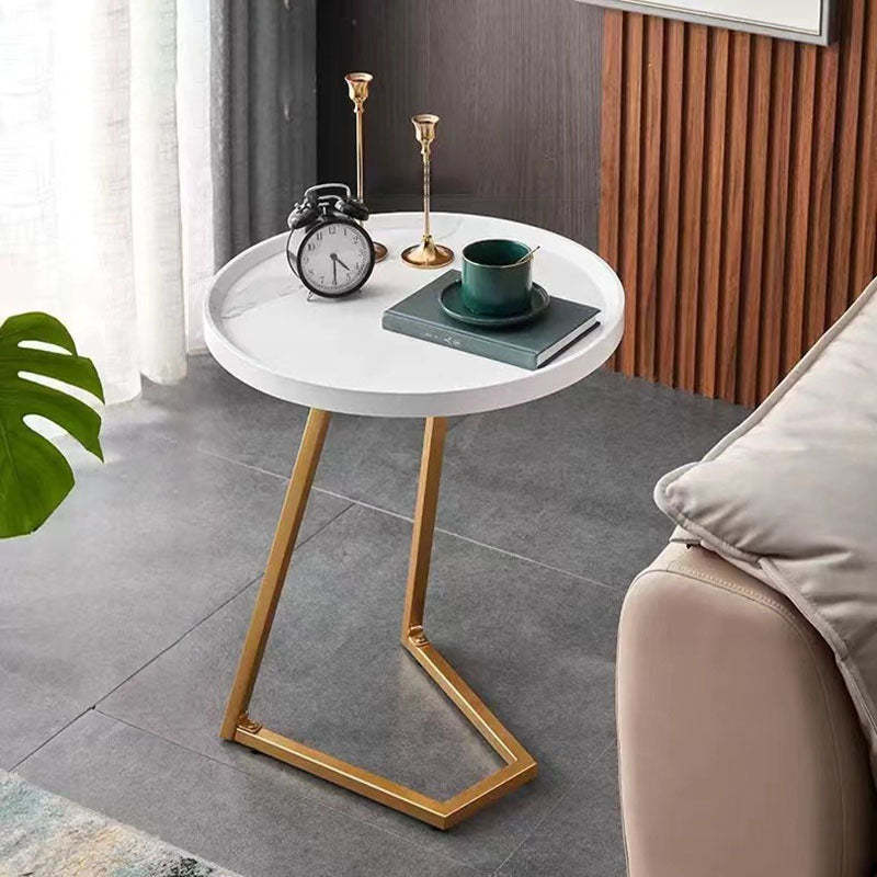Modern Round Engineered Wood Iron Movable End Table