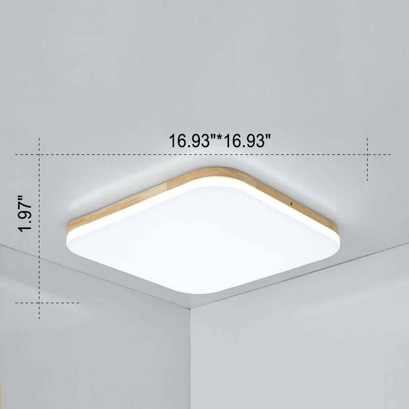 Nordic Solid Wood Rectangular LED Flush Mount Light