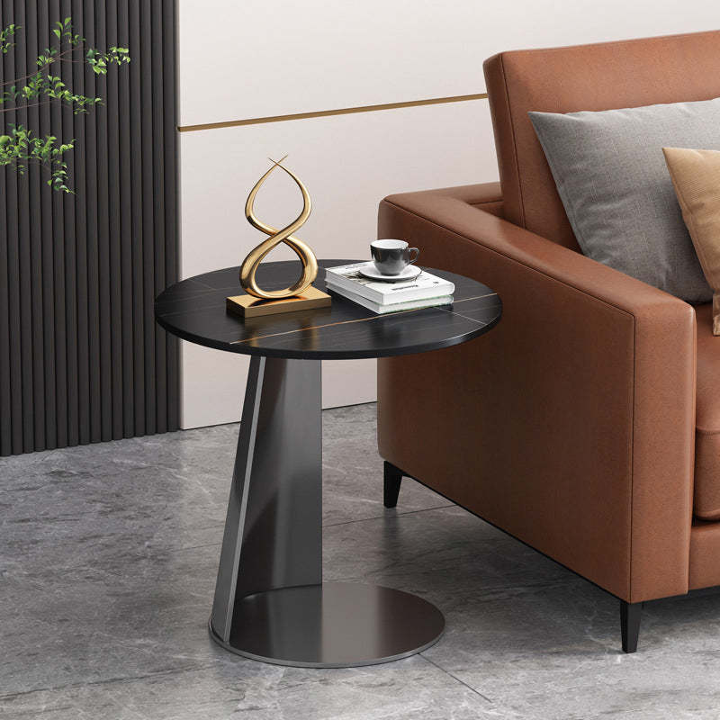 Lighom nordic slab round black coffee tables in steel — 20" H x 18" Dia