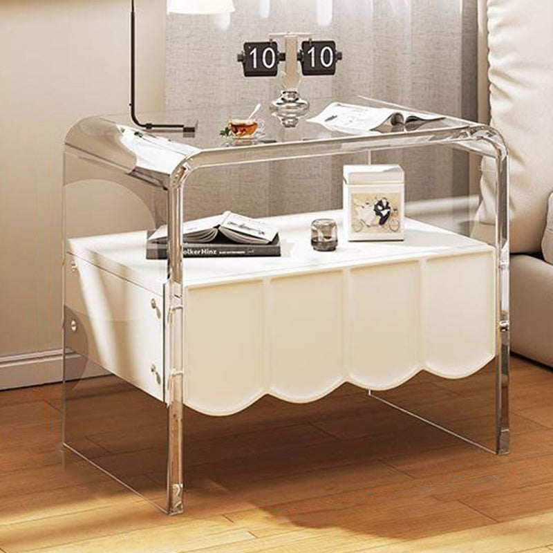 Modern Acrylic Solid Wood 1-Drawer Nightstand