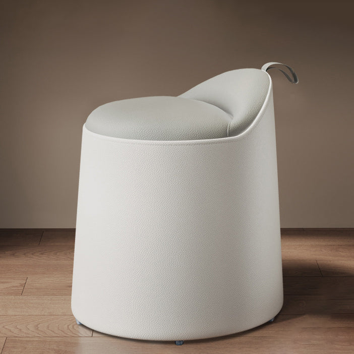 Modern Leather Wood Cylinder Vanity Stool