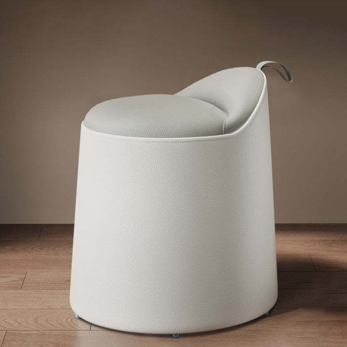 Modern Leather Wood Cylinder Vanity Stool