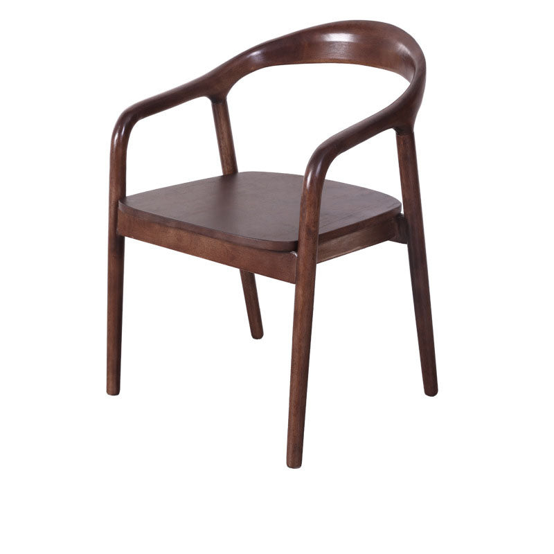 Minimalist Arched Wood Linen Dining Chair