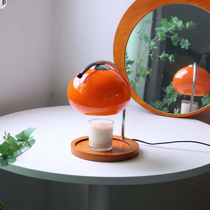 Vintage Glass Dome Solid Wood Melting Wax Table Lamp