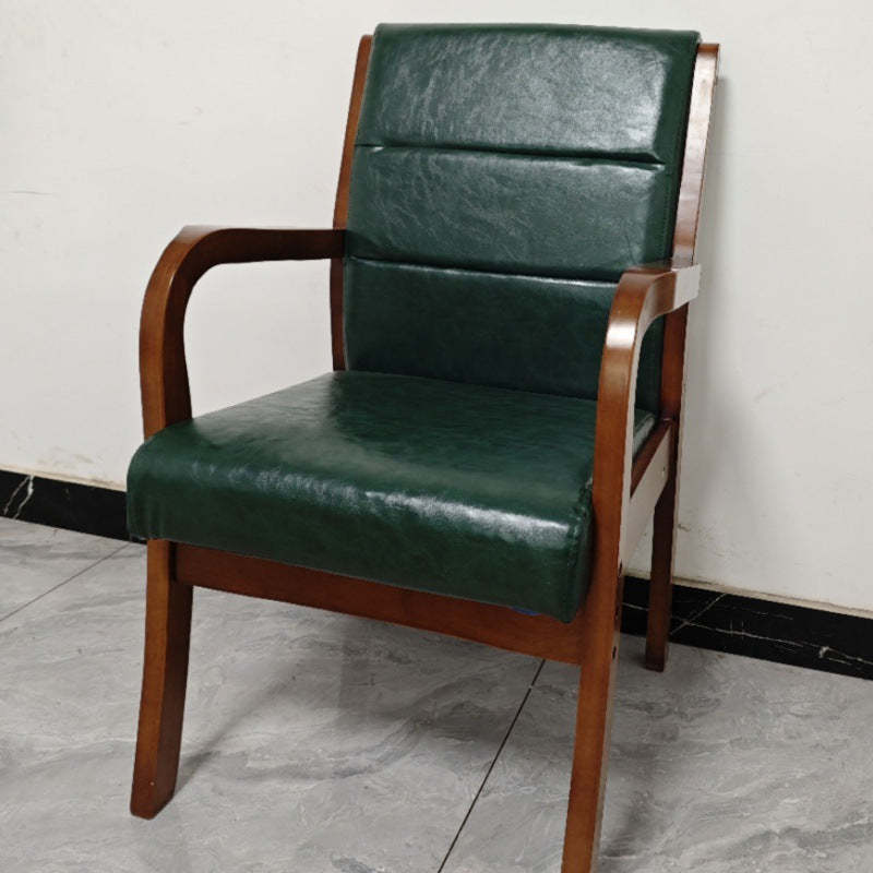 Modern Wood Fabric Leather Armchair