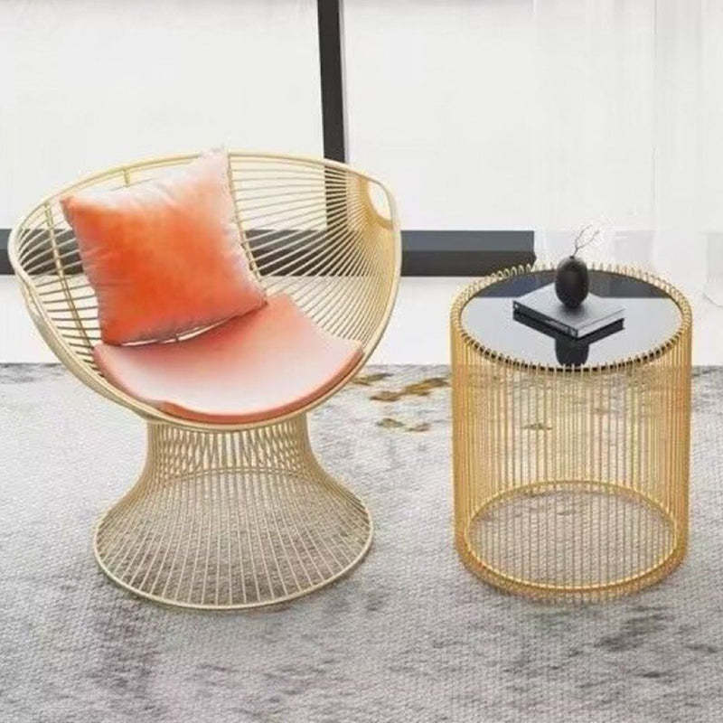 Luxury Oval Curved Upholstered Iron Chair
