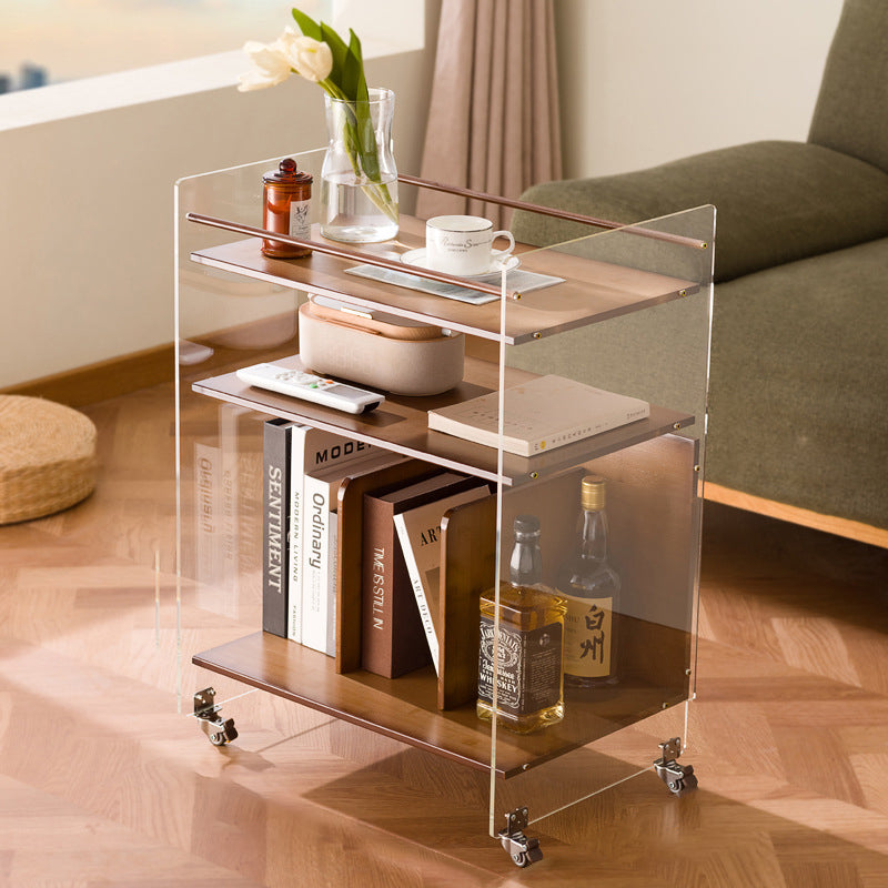 Modern Wood Acrylic Movable Side Table 3-Tier