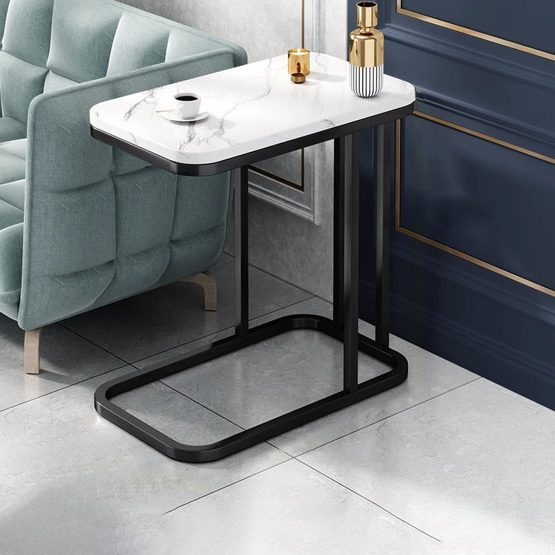 Luxury Rectangular Faux Metal 2-Tier Side Table