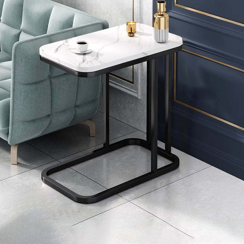 Luxury Rectangular Faux Metal 2-Tier Side Table
