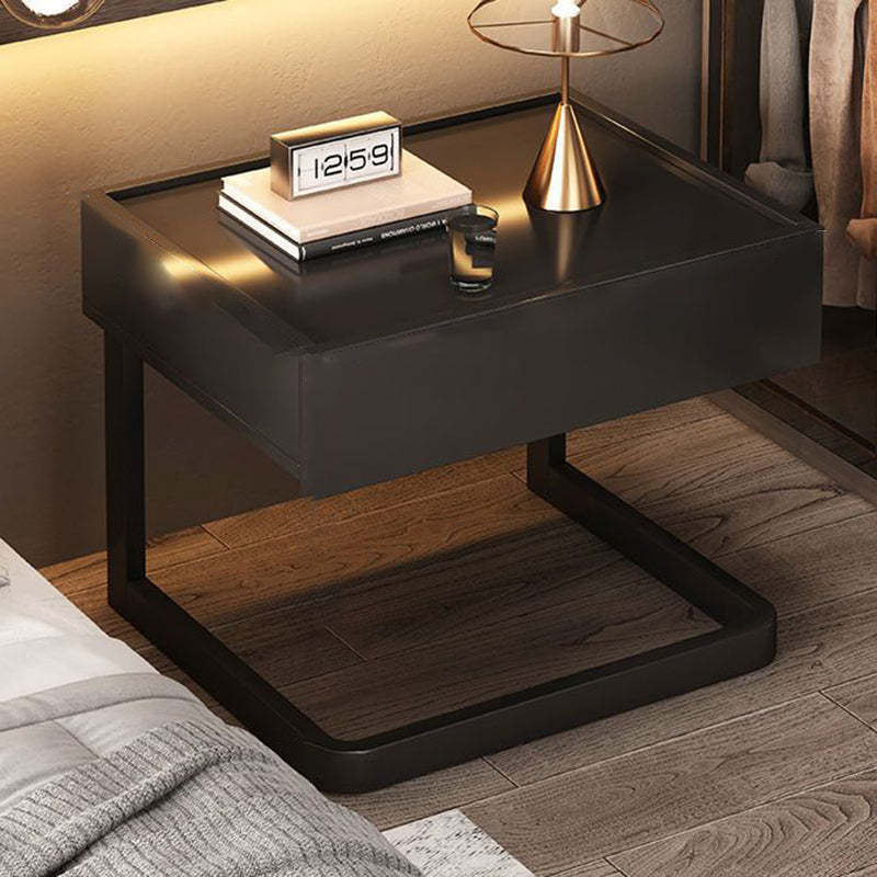 Minimalist Faux Panel 1-Drawer Nightstand — White