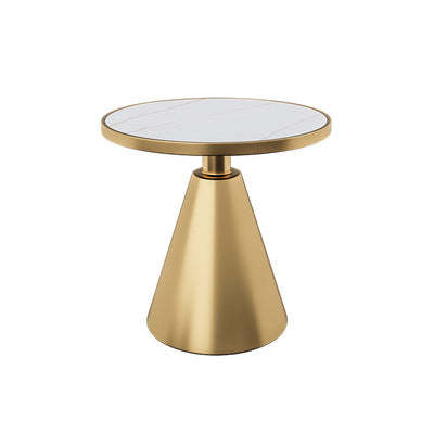Contemporary Round Sintered Stone Metal Coffee Table