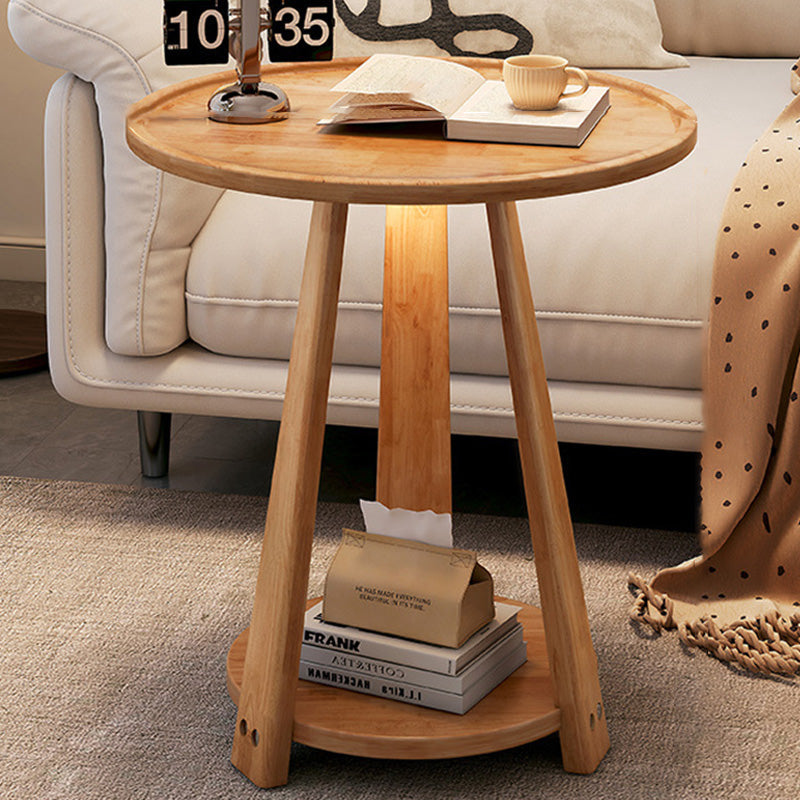 Minimalist Tripod Wood 2-Tier Coffee Table — Original Wood