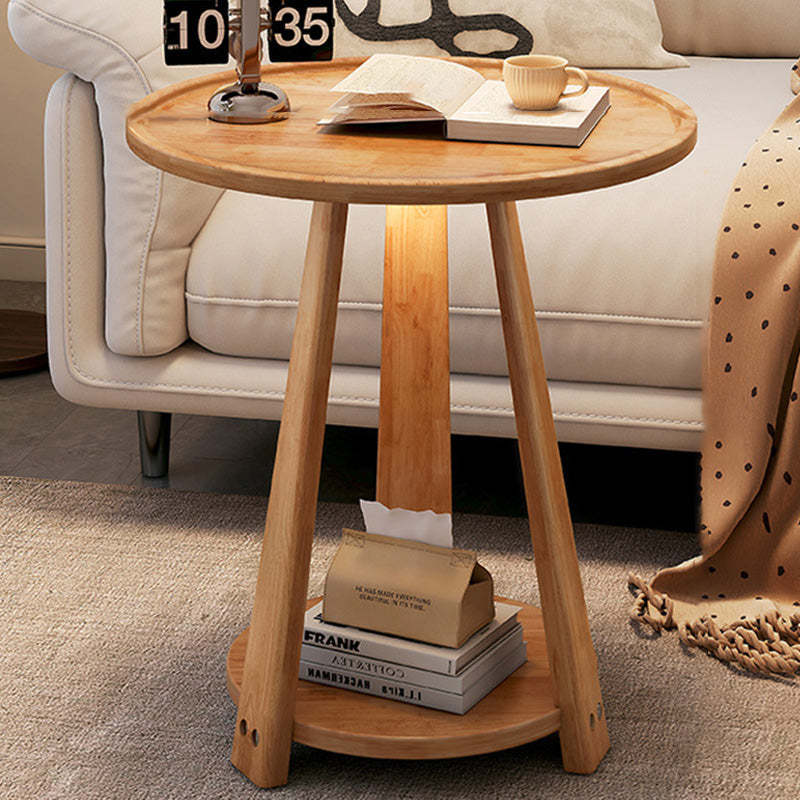 Minimalist Tripod Wood 2-Tier Coffee Table — Original Wood
