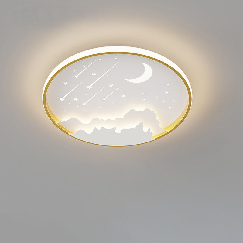 Modern Iron Round Kids LED Flush Mount Light