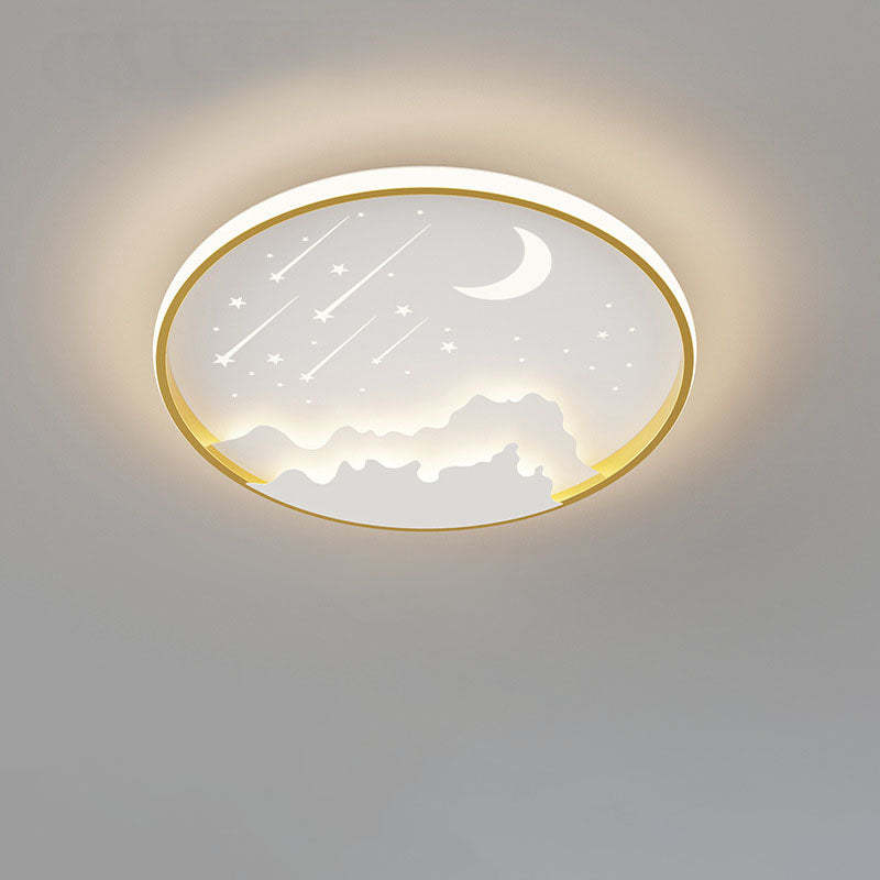 Modern Iron Round Kids LED Flush Mount Light