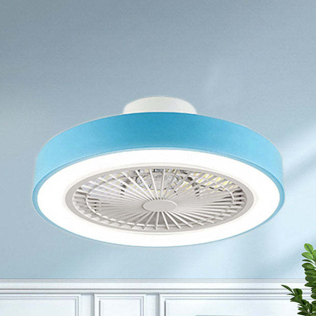 Minimalist Iron Copper LED Flush Mount Ceiling Fan Light