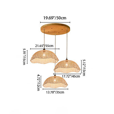 Lighom woven lantern bamboo chandeliers for living room — - Small / 220V-240V (UK/AU)