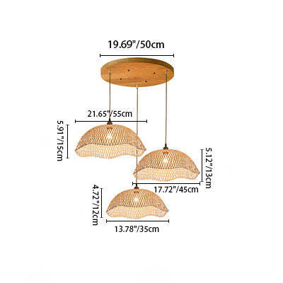 Minimalist Woven Bamboo Lantern Chandelier