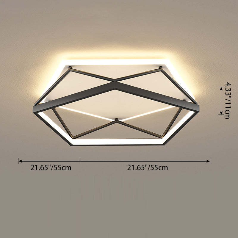 Nordic Minimalist Geometric Art LED Flush Mount Light — Square / 3 Colors Changeable (Warm/Neutral/White) / 220V-240V For UK/AU