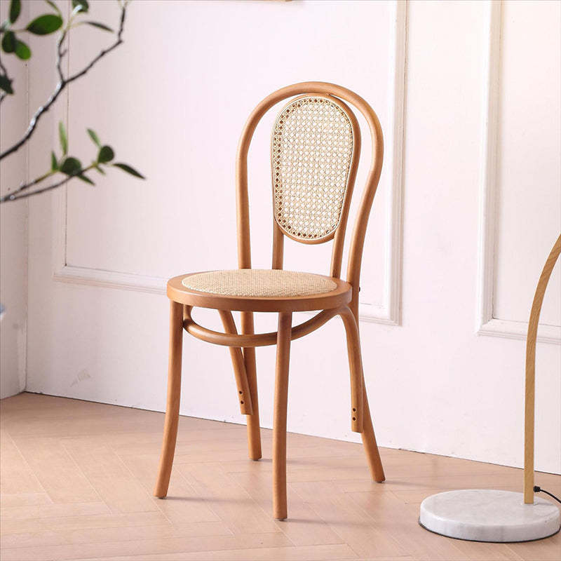 Vintage Rattan Woven Wooden Dining Chair
