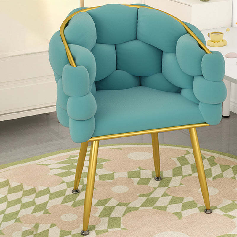 Scandinavian Curved Velvet Tufted Vanity Stool — With Pillow / Sponge / Dark Gray