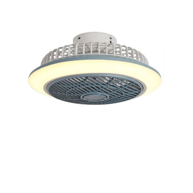 Minimalist Round Cage Iron Acrylic LED Flush Mount Fan Light