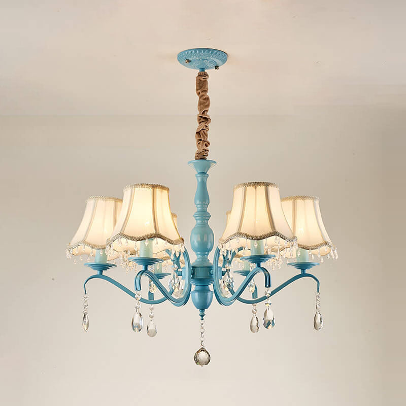Modern Cone Iron Crystal Fabric Chandelier