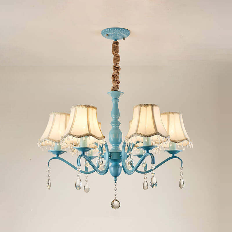 Modern Cone Iron Crystal Fabric Chandelier