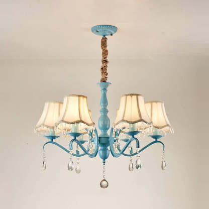 Modern Cone Iron Crystal Fabric Chandelier