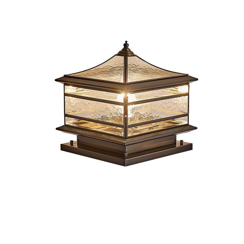 European Brass Glass Square Pillar Landscape Light