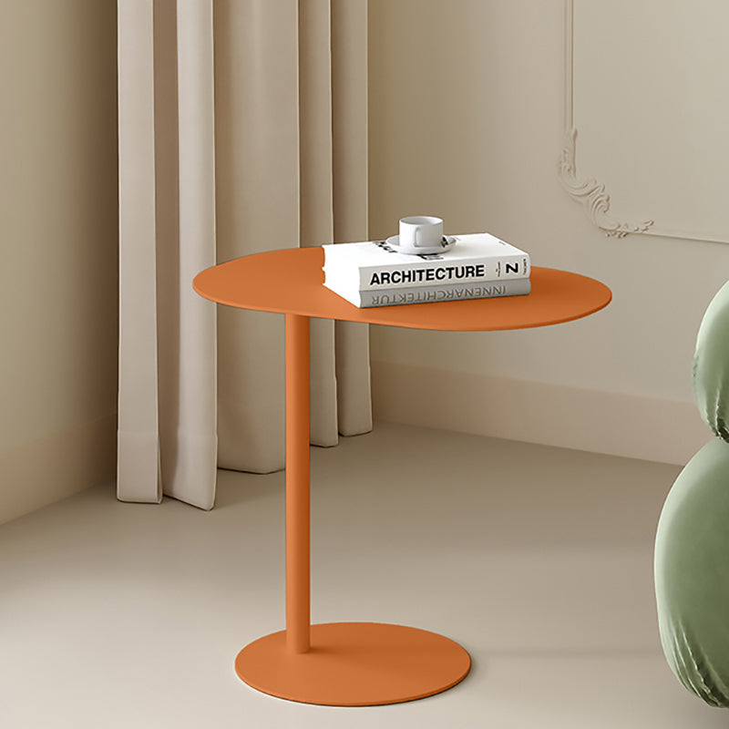 Minimalist Geometric Round Iron End Table — White