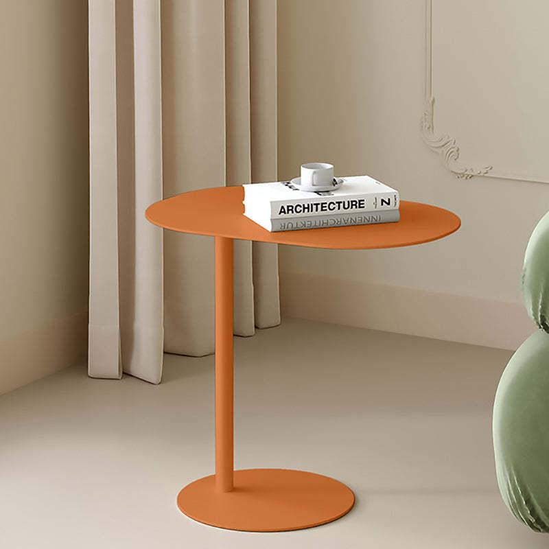 Minimalist Geometric Round Iron End Table — White