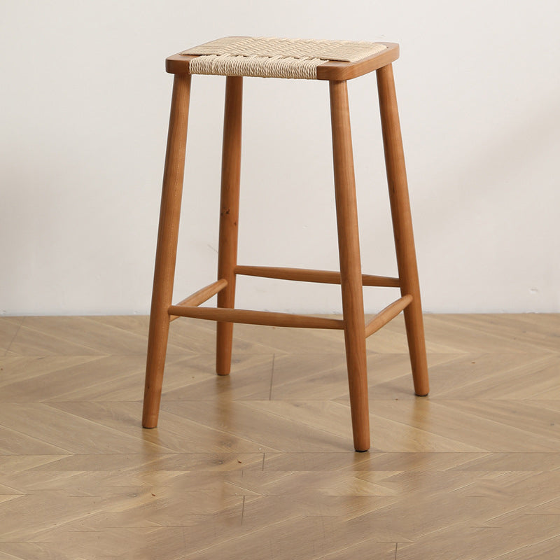 Japanese Rope Woven Wooden Bar Stool