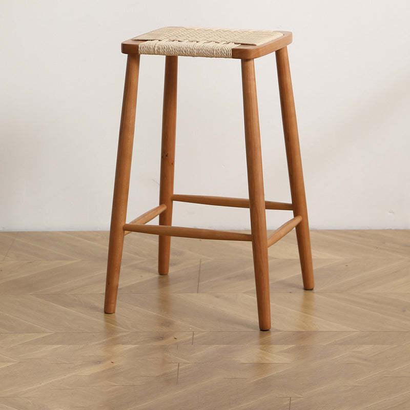 Japanese Rope Woven Wooden Bar Stool