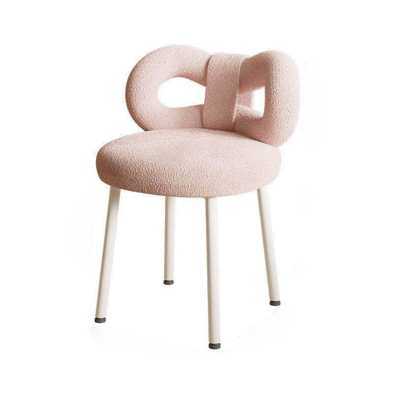 Minimalist Bow-Back Lambswool Steel Vanity Stool