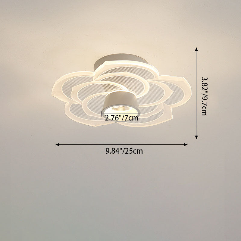 Round Rose Flower Iron Acrylic LED Flush Ceiling Light