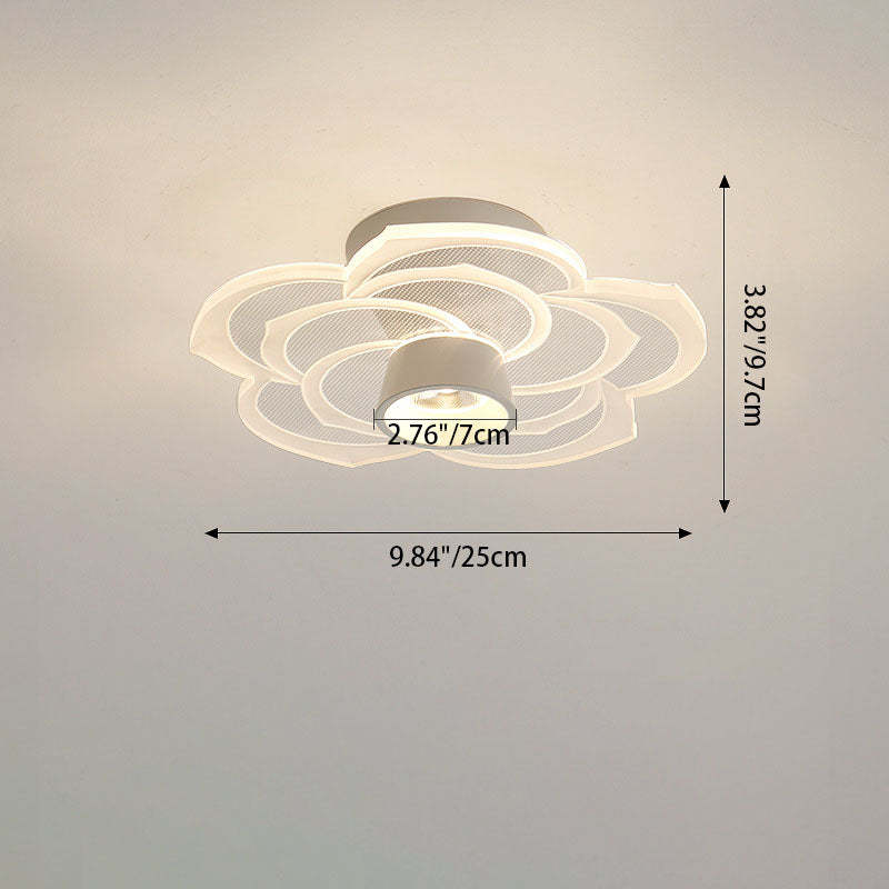 Round Rose Flower Iron Acrylic LED Flush Ceiling Light