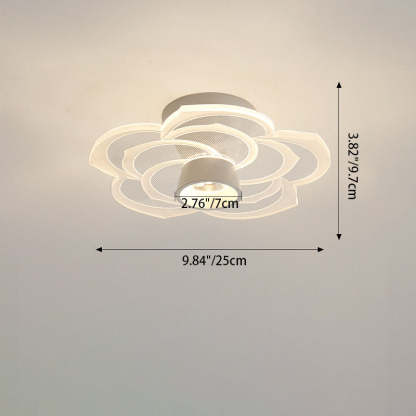 Round Rose Flower Iron Acrylic LED Flush Ceiling Light