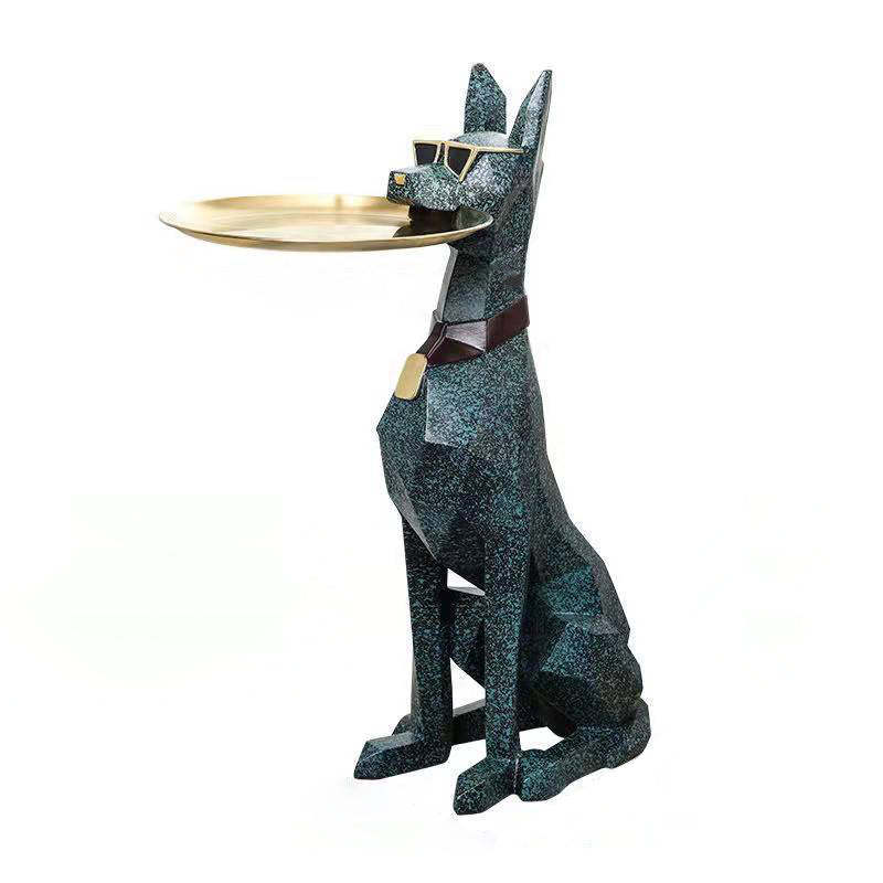 Modern Art Deco Dog Resin Tray Side Table
