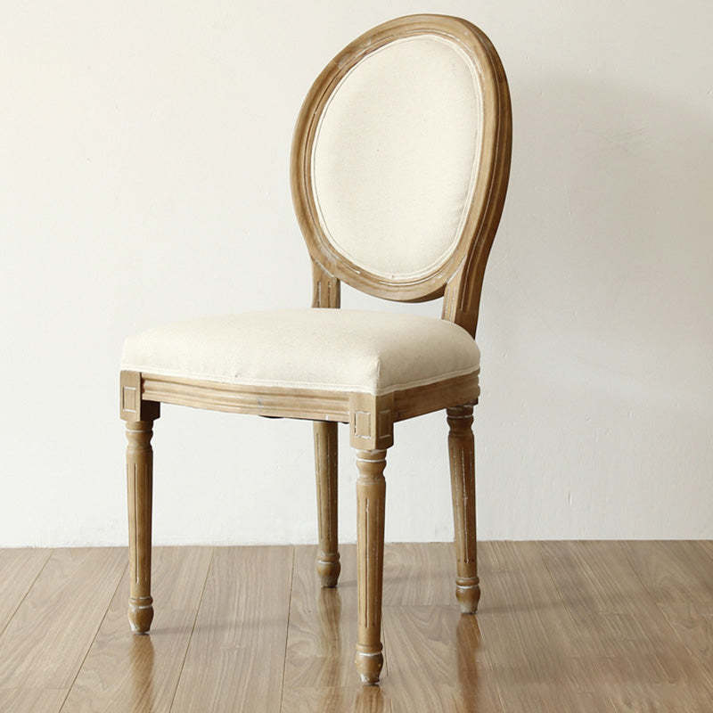 Retro Rubberwood Fabric Elliptical Dining Chair