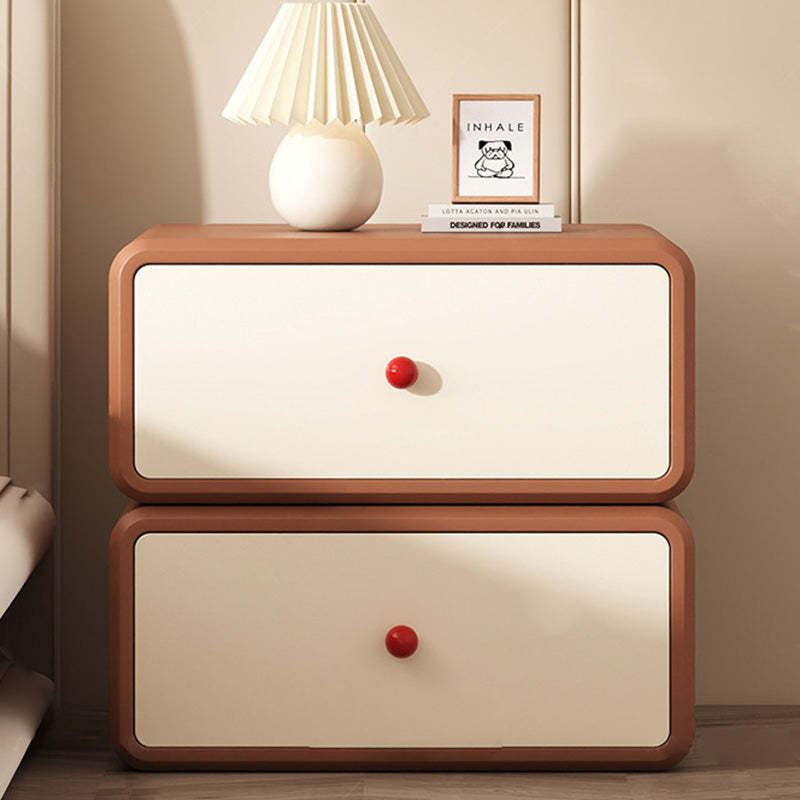 Minimalist Ceramic Cat Scratch Nightstand 2-Drawer — Light Gray & Beige