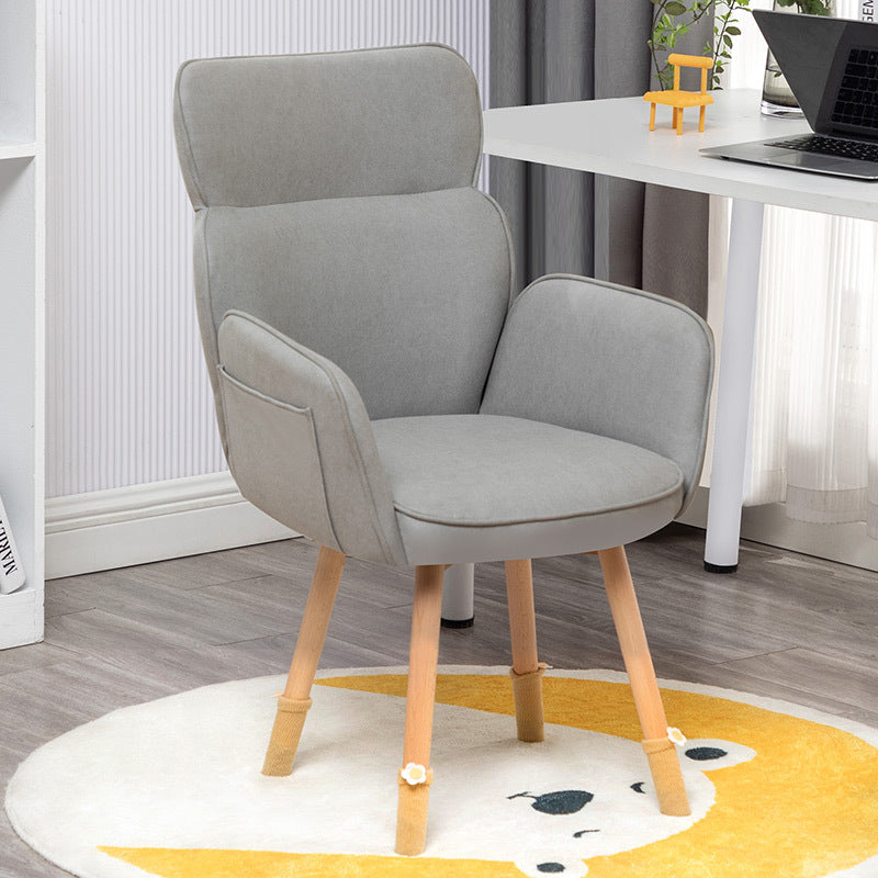 Nordic Fabric Upholstered Wood-Leg Vanity Stool